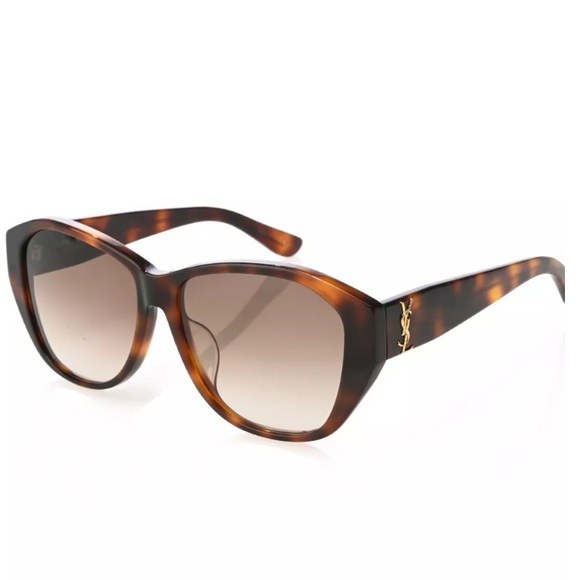 Saint Laurent 57mm Oversized Cat-Eye Frame Sunglasses Havana - Picture 1 of 5